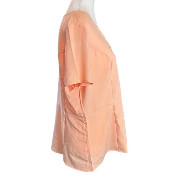 Denim & Co Button Front Top Soft Peach Size Medium Polyester Spandex Blend NEW - Picture 3 of 6